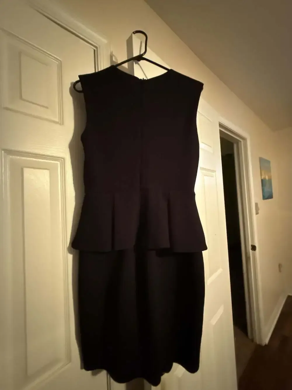 Bisou Bisou Michele Bohbot Black Sleeveless Jeweled Collar Peplum Sheath Dress